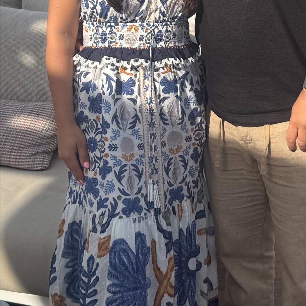 Floral Blue and White Maxi Dress